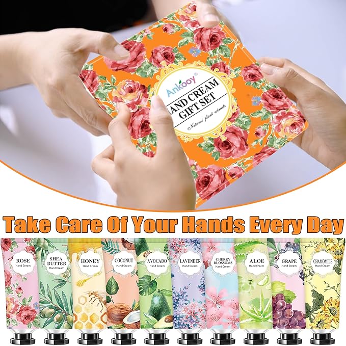 10 Pack Hand Cream Gifts Set,Mothers Day Gifts,Teacher Appreciation Gifts,Thank You,Nurse Gifts,Birthday Gift for Women,Natural Plant Fragrance Scented Hand Lotion Travel Size Mini Lotion Shea Butter