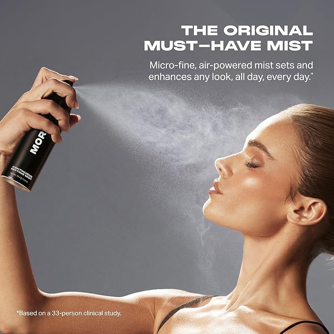 Morphe Mini Continuous Setting Mist - Micro-Fine, Travel Size Makeup Setting Spray with a Natural Radiant Finish - Helps Makeup Resist Caking or Fading & Increases Wear of Foundation (1.3 oz)