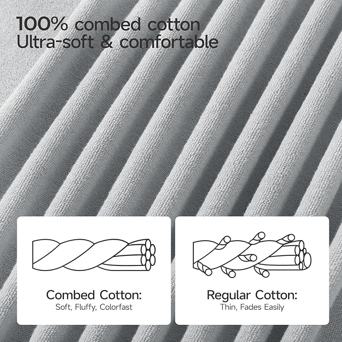 ecolook Bath Towels Set of 4,100% Cotton,27 x 55 Inches,Quick-Drying & Absorbent,Soft,Lightweight Towels for Bathroom,Shower,Spa, Gym & Hotel,Light Gray