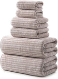REDKISS Ultra Soft Bath Towels Set of 6 Large 35"x70" | 100% Microfiber, Highly Absorbent & Quick Dry | Taupe Towels for Bathroom, Spa, Gym | 2 Bath, 2 Hand, 2 Washcloths