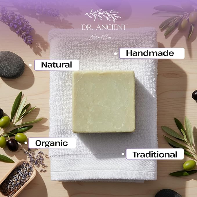 Dr.Ancient Lavender Soap Bar, Organic Soap Bars Handcrafted the Traditional Way, Natural Chemical-Free, Vegan, Used for Face Wash, Body Wash, and Hand Cleansing, Relaxing, Refreshing