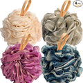 Fishent Loofahs Bath Sponge, 4 Pack 70g Soft Mesh Pouf Shower Puffs Loofa Exfoliating Body Scrubber Ball for Men and Women