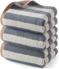 REDKISS 3-Pack Gray Hand Towels for Bathroom - 12 x 28 Inches 100% Cotton Towels, Ultra Soft and Highly Absorbent Striped Hand Towel for Bath, Gym, Hotel, Kitchen and Spa