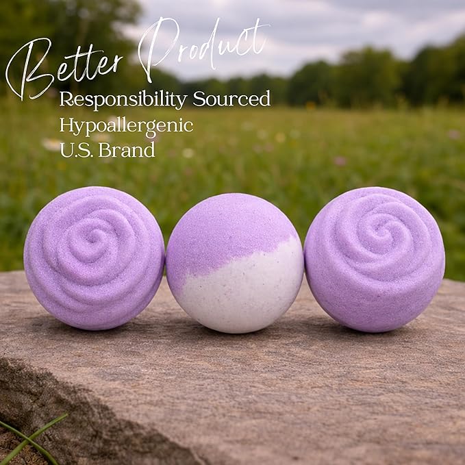EvolutionUSA Lavender Dreams Bath Bombs for Women, 12 Organic Flower Bath Bombs, Soft Lavender Bath Bombs, Womens Bath Bombs Gift, Lush Bath Bombs for Girls, Relaxing Bathbombs, Bath Balls