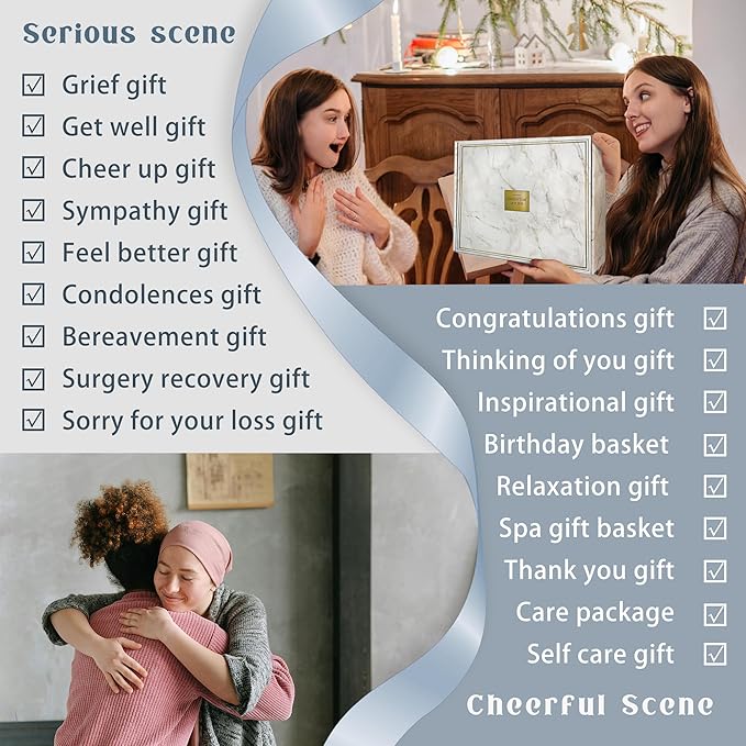 AHAGIFTREE Get Well Soon Gift Baskets For Women,12PC Get Well Gifts for Women After Surgery,Birthday Gifts,Care Package,Grief,Sympathy,Condolences Gift Basket for Friend (navy blue)