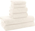 MOONQUEEN Ultra Soft Towel Set-Quick Drying - 2 Bath Towels 2 Hand Towels 2 Washcloths-Microfiber Coral Velvet Highly Absorbent Towel for Bath Fitness,Bathroom,Sports,Yoga, Travel(Cream, 6 Pcs)
