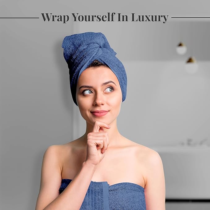 Tens Towels Pack of 4 Extra Large Bath Towels 30 x 60 Inches, 100% Cotton, Larger & Lighter Weight, Quicker to Dry, Super Soft and Absorbent, Perfect for Bathroom, Blue