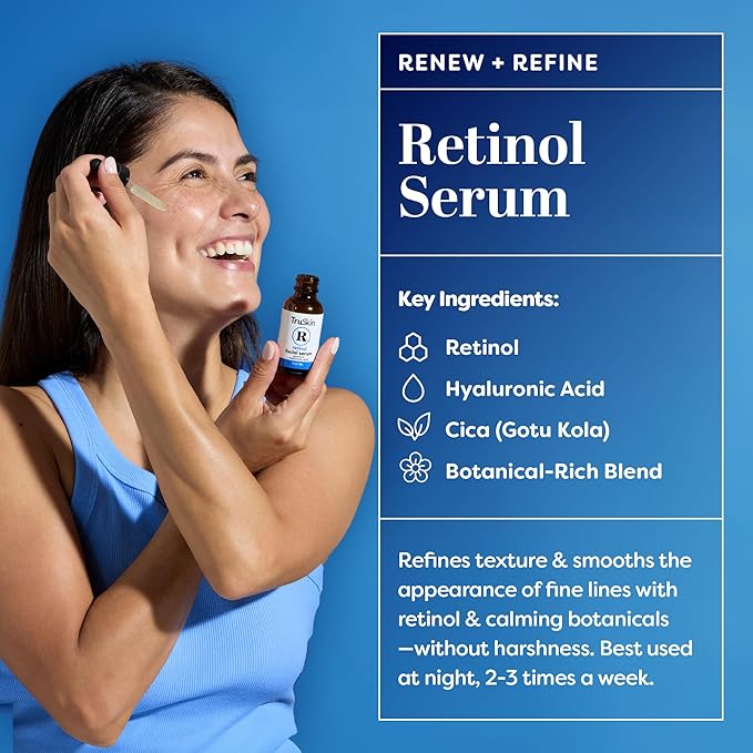 TruSkin Face Serum Trio - Vitamin C, Retinol & Hyaluronic Acid Anti-Aging Serums for Face - AM, PM & All-Day Skincare Routine - Brightening, Smoothing & Hydrating Facial Serums, 1 fl oz Each