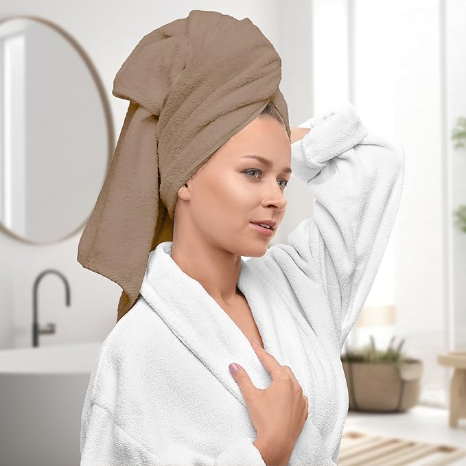 Avalon Towels Luxury 8 Piece Beige Towels Set, 2 Bath Towels, 2 Hand Towels and 4 Washcloths, 600 GSM 100% Ring Spun Cotton Highly Absorbent Beige Bathroom Towels, Ideal for Hotel, Spa and Gym