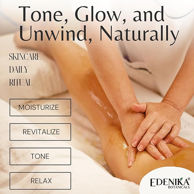 EDENIKA BOTANICALS Firming Anti Cellulite Massage Oil, Grapeseed Oil, Caffeine, Plant Stem Cells & Retinol, Supports Tighter, Smoother-Looking Skin on Body, Legs, Thighs & Buttocks, 8 Fl Oz