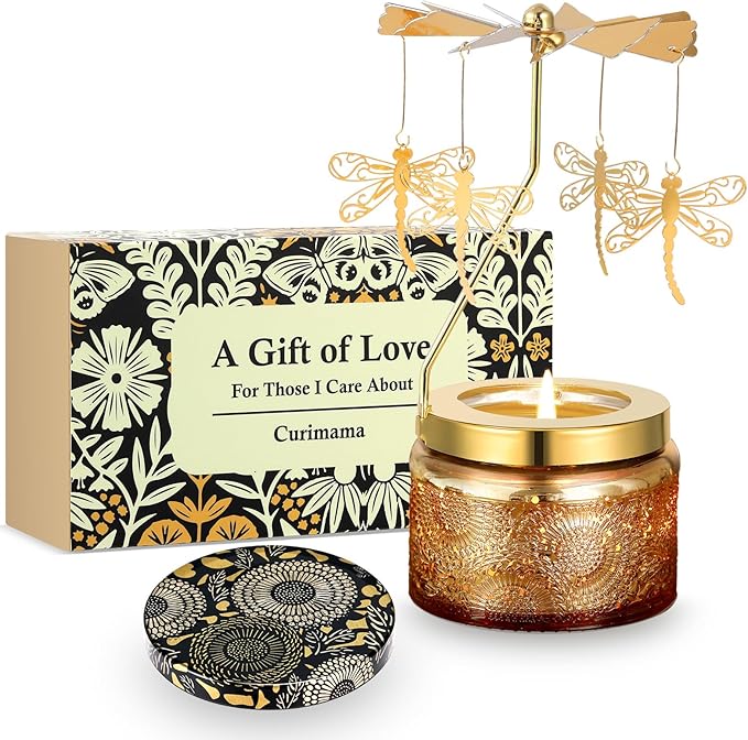 Mothers Day Gifts for Grandma, Dragonfly Gift for Women, Best Mom Gifts for Mothers Grandma Friends, Unique Birthday Presents for Sister with Gift Box, Rotating Scented Candles for Mother's Day