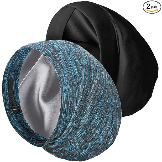 Satin Bonnet Silk Lined Sleep Cap- Adjustable Hair Cover for Women Men Frizzy Hair Night Cap Patients Care