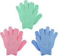 Sibba 3 Pair Bath Gloves for Shower Natural Loofah Exfoliating Wash Gloves for Body and Face, Dead Skin Remover, Double Sided Microfibre Shower Body Gloves for Adults and Kids