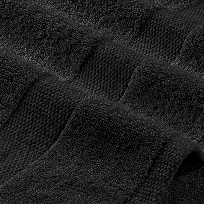 White Classic Wealuxe Black Bath Towels 24x50 Inch, Cotton Towel Set for Bathroom, Hotel, Gym, Spa, Soft Extra Absorbent Quick Dry 6 Pack