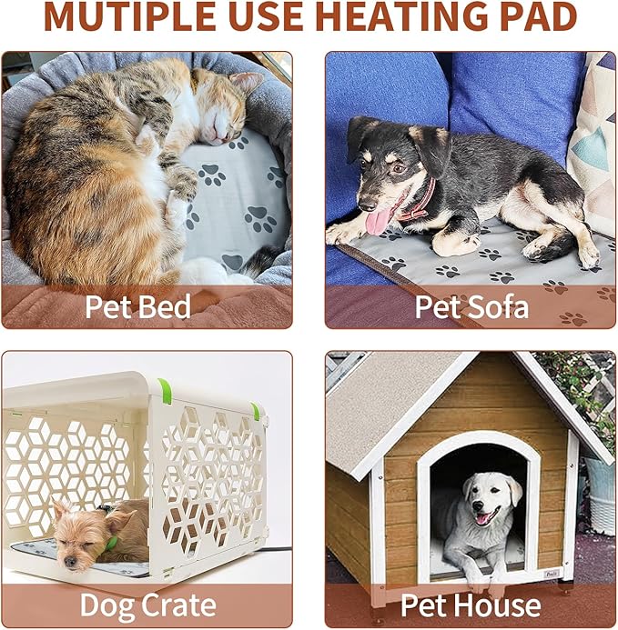 GOLOPET Pet Heating Pad 22x18 in with Smart Thermostat Switch and Power Line Protection Tube,Obtained MET and UL Dual Certification,Waterproof Cat Heating pad-Rose