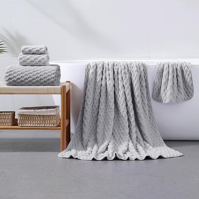 Extra Large Bath Towel Sheet-40x80 Inches Oversized,Super Soft,Quick Dry,Microfiber Shower Towels Highly Absorbent,Plush Bathroom Towels for Adults, Premium Quality (Gary, 2PCS)