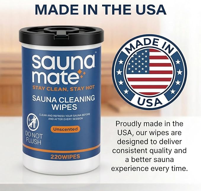 Sauna Cleaning Wipes, 220 Count, Unscented Disposable Sauna Wipes, Cleans Sweat, Oil & Grime Between Uses, For Sauna Benches & Backrests, Home, Gym & Commercial Use