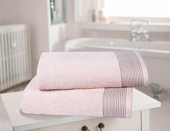 Belizzi Home Ultra Soft 2 Pack Oversized Bath Towel Set 28x55 inches, 100% Cotton Large Bath Towels, Ultra Absorbant Compact Quickdry & Lightweight Towel, Ideal for Gym Travel Camp Pool - Pink