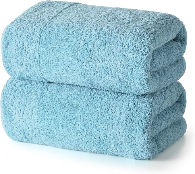REDKISS Towels 2 Pack Luxury Extra Large Bath Towels Set 30 x 58 Inches – 100% Cotton, Ultra Soft Highly Absorbent & Quick Dry Towels for Bathroom, Gym, Hotel, Spa, Mist Blue