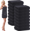 SmoothNovelty 16 Pack Microfiber Bath Towels Bulk 27'' x 60'' Oversized Size Bath Towel Highly Absorbent Extra Large Soft Drying for Beach Shower Summer Salon Sport Gym Party (Wheat,Black)