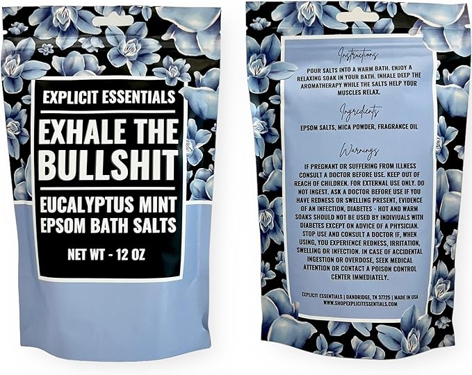 Explicit Essentials Eucalyptus Mint Epsom Bath Salts, Relaxing Aromatherapy Blend, 12 oz