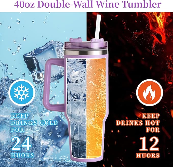 Birthday Gifts for Women – Lavender Spa Gift Basket, Self Care & Get Well Soon Set, 40oz Tumbler with Handle, Stanley Cup Gift Set for Mom, Friends, Relaxation & Pampering