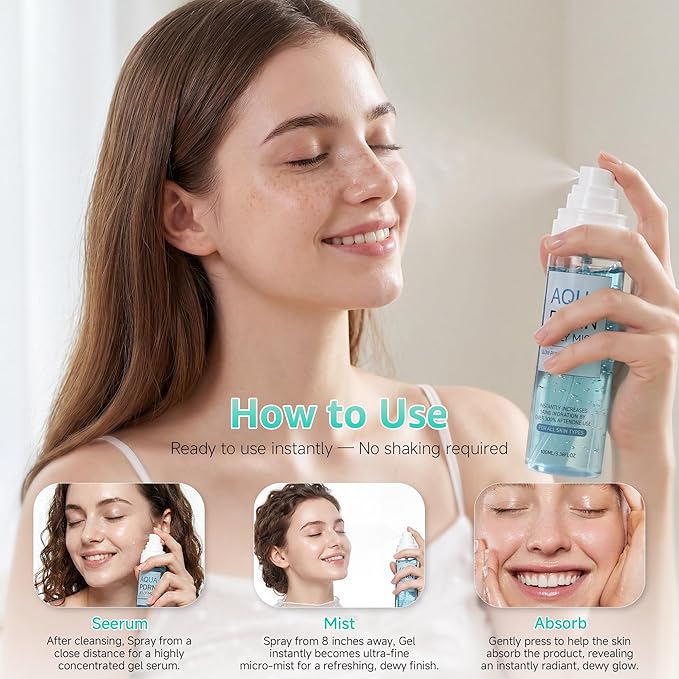 PDRN Jelly Mist Serum, Ultra-Fine Hydrating Face Mist Spray, Face Spray Mist Hydrating with Niacinamide & Triple Hyaluronic Acid for Soothing Skin & Dewy Glow, Vegan Korean Skincare, 3.38 fl.oz