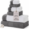 Modern Threads 600 GSM 6-Piece Towel Set with Filgree Jacquard Border Charcoal