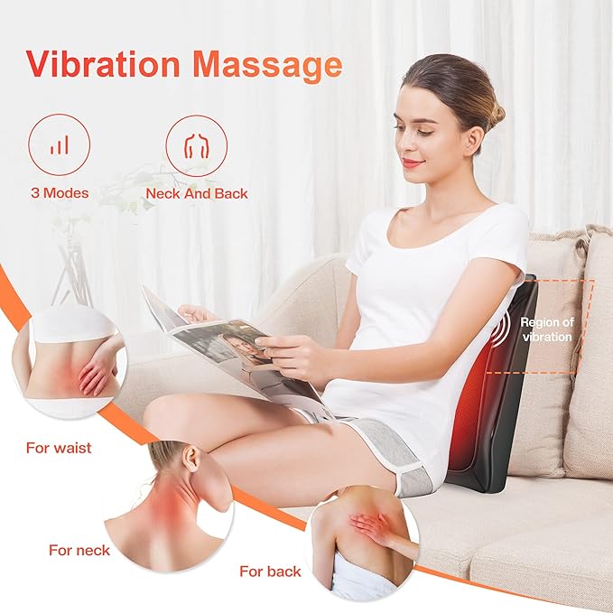 COMFIER Back Massager with Heat, Deep Tissue Shiatsu Neck and Back Massager Chair Use Massager Pillow with Adjustable Flap