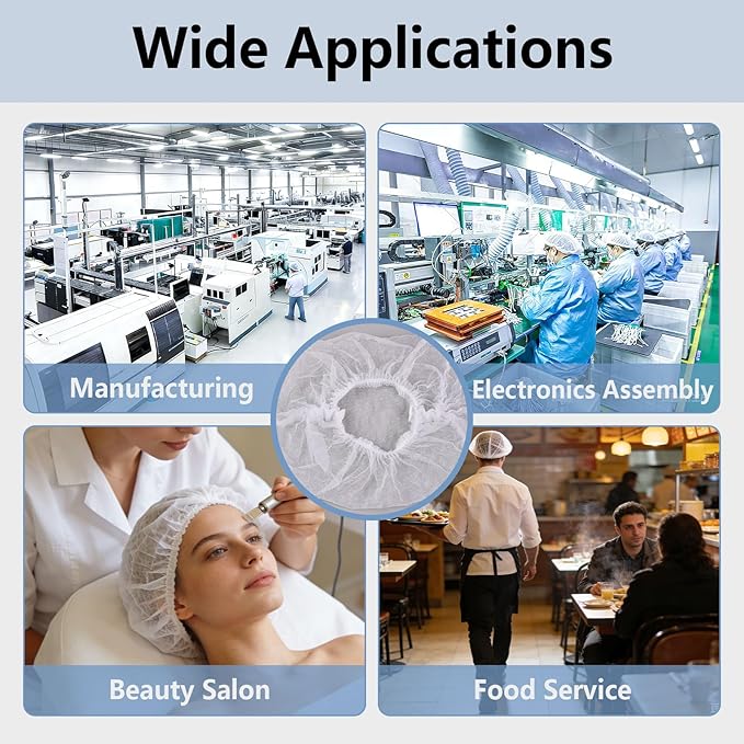 160 Pcs Disposable Bouffant Caps, 21 Inch Stretch, Disposable Hair Net for Beauty & Food Service, Spray Tan Use, White Non-Woven