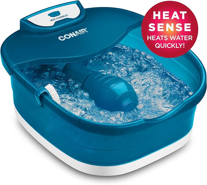 Conair Pedicure Foot Spa Bath with Heat reaching 104 Degrees, Massaging Foot Rollers, Soothing Bubbles, Pumice Stone and Nail Brush Included