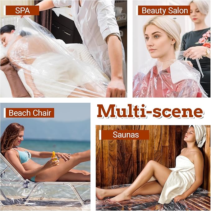 200pcs Plastic Sheeting for Body Wrap, 86x47 Inch Sauna Bag Liners, Disposable Sauna Wrap, Thicken Bag Infrared Blanket for Beauty, Sauna Accessories for Beauty Salon Spa Therapy