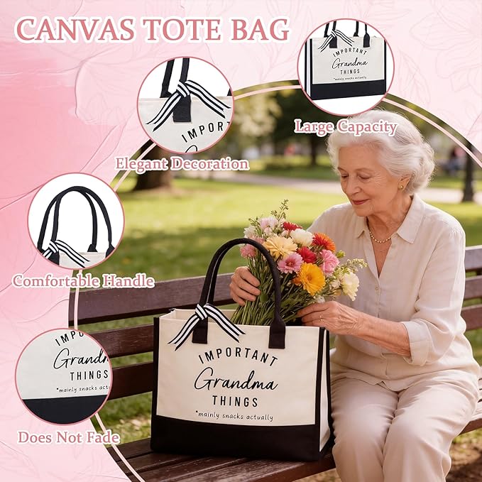 Mothers Day Birthday Gifts Basket for Grandma, New Grandma Gifts for Mothers Day, Grandmas Gift for Birthday, Grandmother Gift from Granddaughter Grandson Grandchildren Grandkids, Grandmas Presents