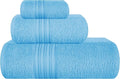 BOUTIQUO Ultra Soft 3 Pack Cotton Towel Set, Contains a Bath Towels 28x55 inch, a Hand Towels 16x24 inch & a Wash Coths 12x12 inch, Ideal Everyday use, Compact & Lightweight - Sky Blue