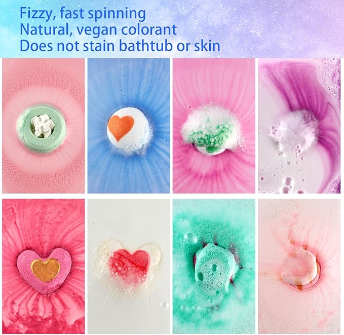 Bath Bombs for Girls - Bath Bombs, Mothers Day for Women Kids Bubble Bath, Handmade Bath Bomb Gift Set Bathbombs Relaxing Spa Gifts Basket for Her Wife Mom Birthday Gifts