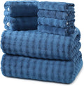 REDKISS 8-Piece Soft Bath Towel Sets, Extra Large 2 Bath Sheet (35×70 in), 2 Hand Towel, 4 Washcloth, Microfiber Quick Dry & Absorbent, Blue Towels for Bathroom
