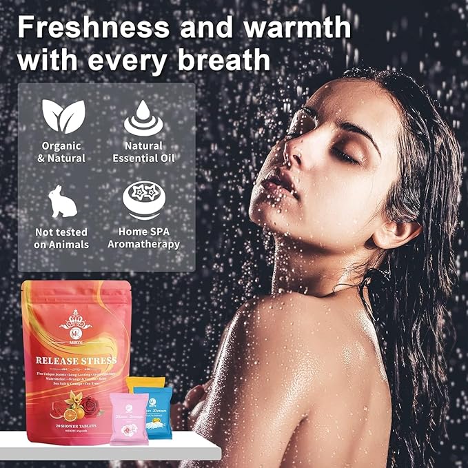 MR MIRYE Shower Steamers Aromatherapy - 20 Pack Shower Bombs Aromatherapy Birthday Gifts for Women, Organic Watermelon, Orange & Vanilla, Sea Salt & Orange, Rose, Tea Tree, Gift for Women