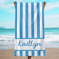 JML Personalized Beach Towel with Name, Custom Cabana Stripe Beach Towel, Customized Microfiber Pool Towel, Quick Dry & Absorbent Swim Towel for Adult,Mother's Day, Birthday, Summer Holiday,Vacation
