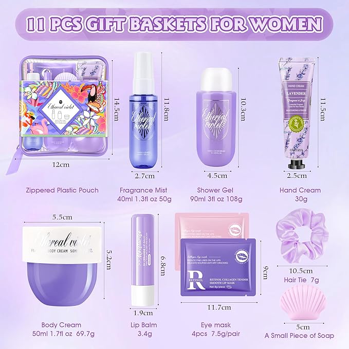 Gifts for Women Skin Care Set, 11 Pcs Skincare Kit- Spa Gifts For Women, Complete Travel Size Spa Kit Skincare Gift Set Birthday Teacher Appreciation Valentine's Day Party Favors Mothers Day Gift