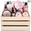 Aqua Elegante Full Spa Gift Set - 15 Piece Premium Bath Basket with Wash, Bubbles, Lotion, Salts, Body Scrub, Towel, Shower Puff, Bathbombs, Reusable Basket, Gifts for Women - Rose Oil & Orchid