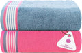 CASA COPENHAGEN He & She 2Pcs 100% Egyptian Cotton Large Designer Bathsheet Towels Gift Set- Dusty Blue - Pink, 550GSM, 35"x70" 2Bath Sheet Towels for Bathroom Set for Women & Men