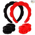 SPA Headbands for Washing Face Makeup Headbands with Bow Hair Band Women Facial Head Band Wrist Towel Wraps For Shower Face Mask Black Red Pink, 6 Pack