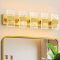 Modern LED Bathroom Light Fixtures Dimmable 5-Light Gold Vanity Light, 5CCT Adjustable Lighting Fixture Vanity Lights Over Mirror, Smoked Acrylic LED Vanity Lights for Bathroom