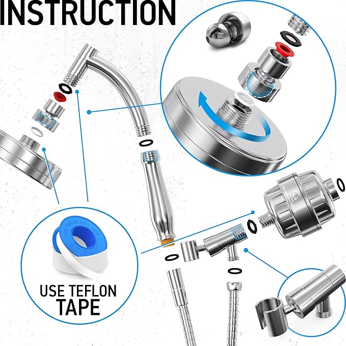 Filtered Handheld Shower Head & 20 Stage Shower Filter - Standard - Chrome