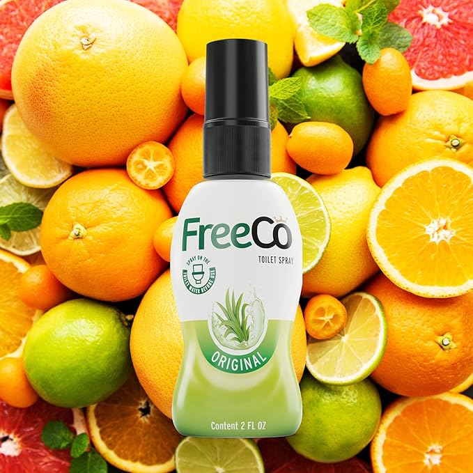 Freeco Before-you-go Toilet Spray | Stops odour Before it Begins with Essential Oils | Ideal for Home, Office, Public Spaces & Travel | Pack 1x60ml, Citrus Scent (1 Pack, Citrus)