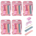 6 Set Disposable Manicure Kit Salon Supplies Press On Nail Tool Kit with Mini Nail Files Buffers Bulk Handle Grip Brush Wood Stick for Salon Home Fingernails Toenails