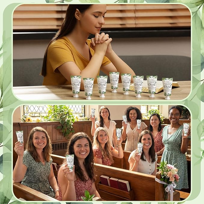 50 Pack Christian Hand Lotion Bulk Gifts for Women Mother's Day Gifts Bible Mini Travel Hand Lotion for Women Church Appreciation(Greenery)