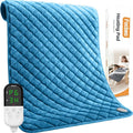 King Size Electric Heating Pad for Back Pain 32"x24" Extra Large Heating Pad for Period Cramps Relief & Body Neck Shoulder Auto Shut Off Heat Pad Temperature Settings Machine Washable Blue