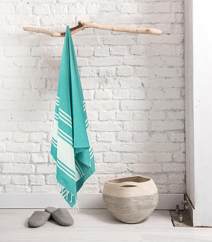Goroly Home Cotton Beach Towel, Thin Camping Towel, Sand Free Beach Towel for Travel, Sand Proof Towel for Beach, Bathroom, Spa (Sea Green) - 36x71 Inch