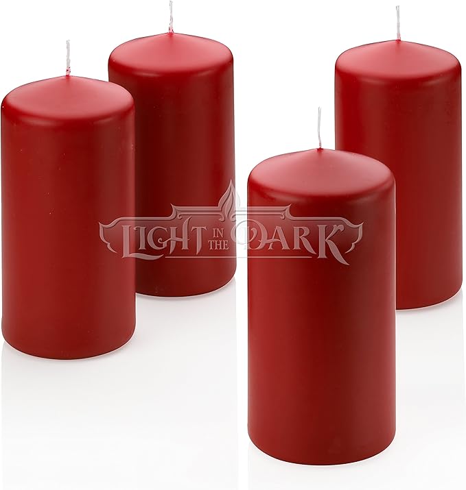 Light In The Dark 4 Red Apple Cinnamon Scented Pillar Candle 6 Inch Tall X 3 Inch Wide